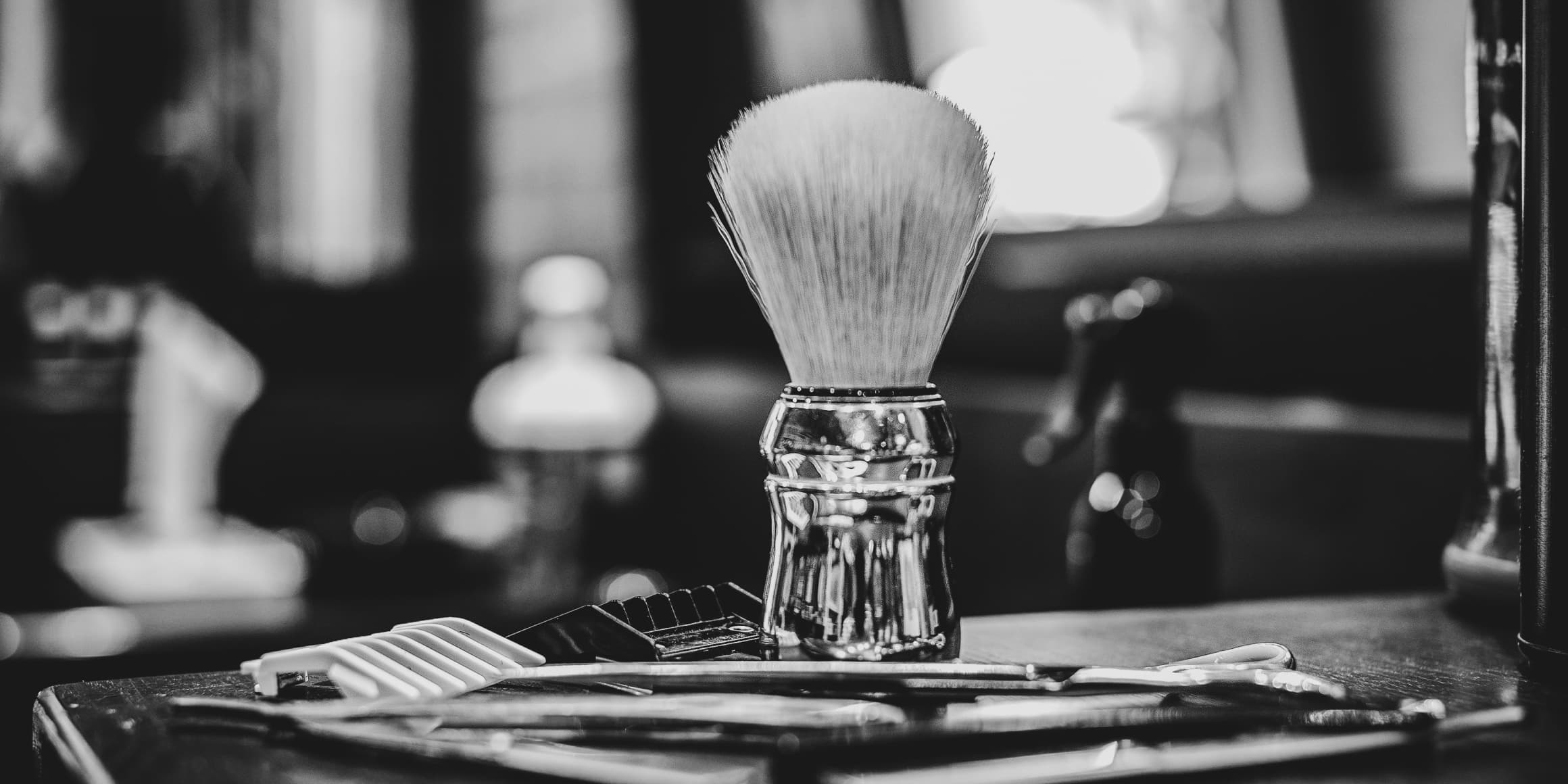 beard shaving brush on the table